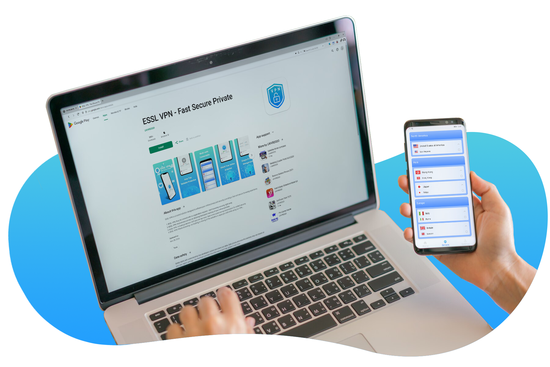 ESSL VPN running on desktop and mobile